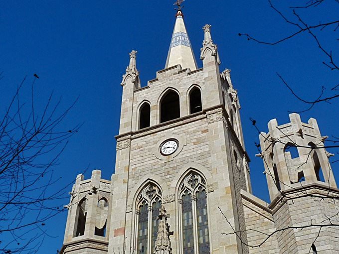 Mr Blue Sky 1. Curch Clock Barcelona Spain Mr Blue Sky 1. Curch Clock Barcelona Spain