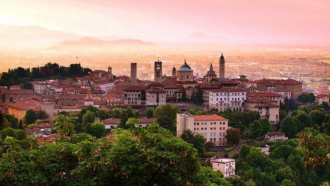 Sunrise at Bergamo old town, Lombardy Sunrise at Bergamo old town, Lombardy
