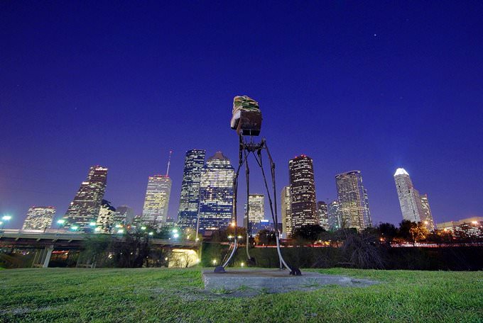 Weird Foam Buddha Over Downtown Houston Weird Foam Buddha Over Downtown Houston