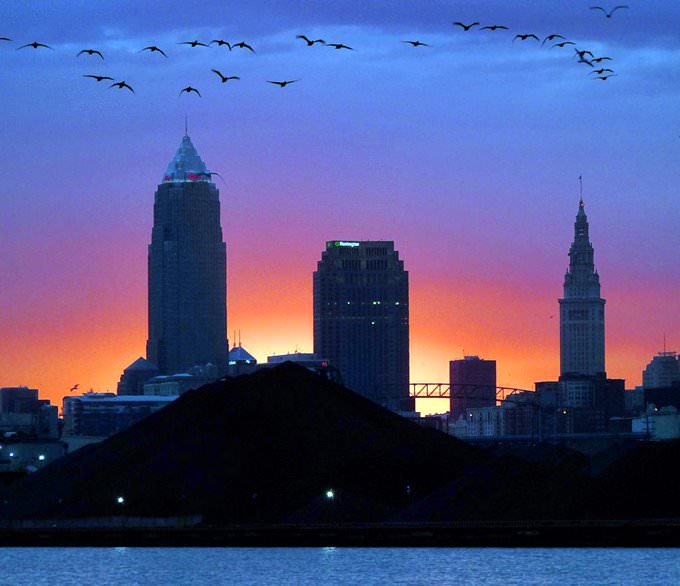 Cleveland skyline above the coal slag Cleveland skyline above the coal slag