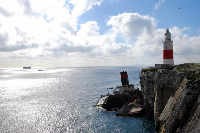 Lighthouse & Shipwreck, Gibraltar Lighthouse & Shipwreck, Gibraltar