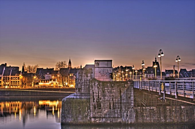 Saint Servatius Bridge of Maastricht in the Evening Saint Servatius Bridge of Maastricht in the Evening