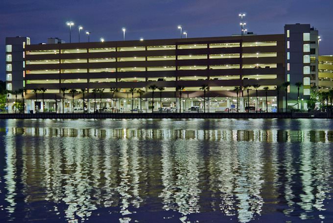 Tampa General Hospital Parking Garage from Harbor Island at Night Tampa General Hospital Parking Garage from Harbor Island at Night