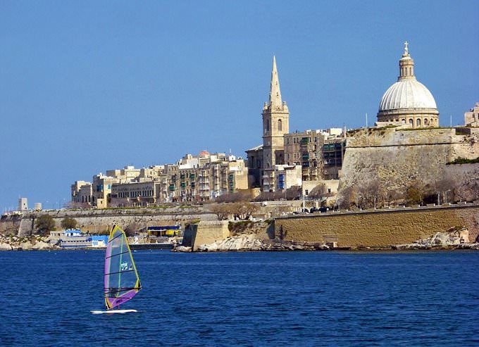 Windsurfer, Marsamxett Harbour, Sliema-Valletta Windsurfer, Marsamxett Harbour, Sliema-Valletta